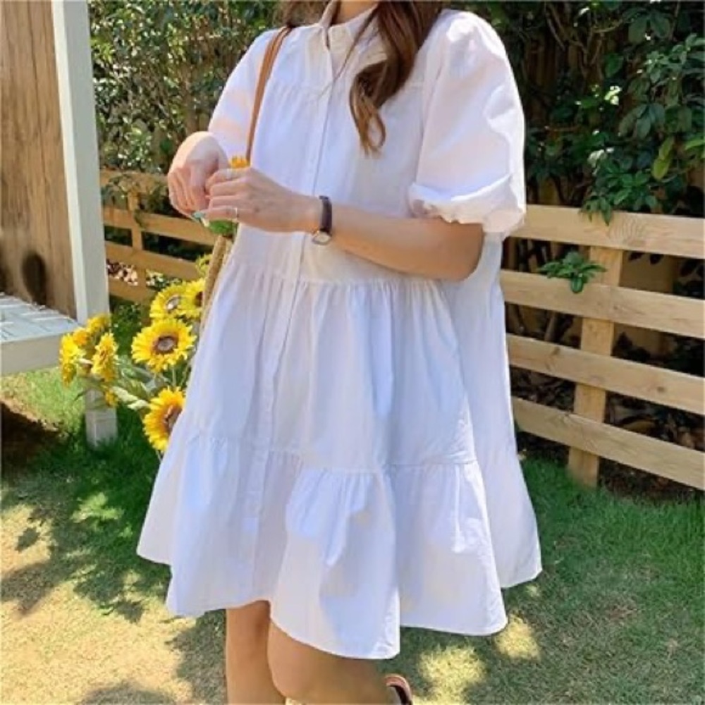 Trendy ruffled DOLL tunic/mini dress w shabby chic resort vacay vibe